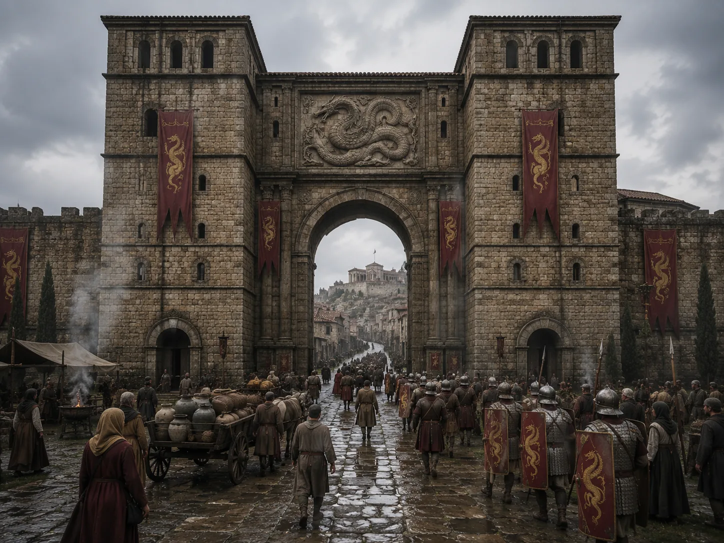 Os portões da fortaleza durante o dia